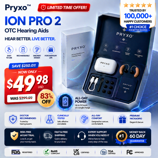 🌎Ends Today: 83% OFF!⏰ Pryxo™ ION PRO 2 OTC Hearing Aids — Up to 85% OFF + Hear Every Word Clearly Again 👂✨